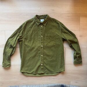 Corduroy green button up